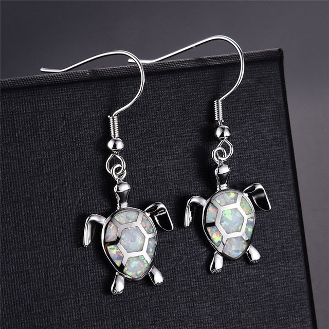 White Turtle Earring