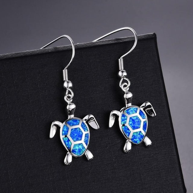 Blue Turtle Earring