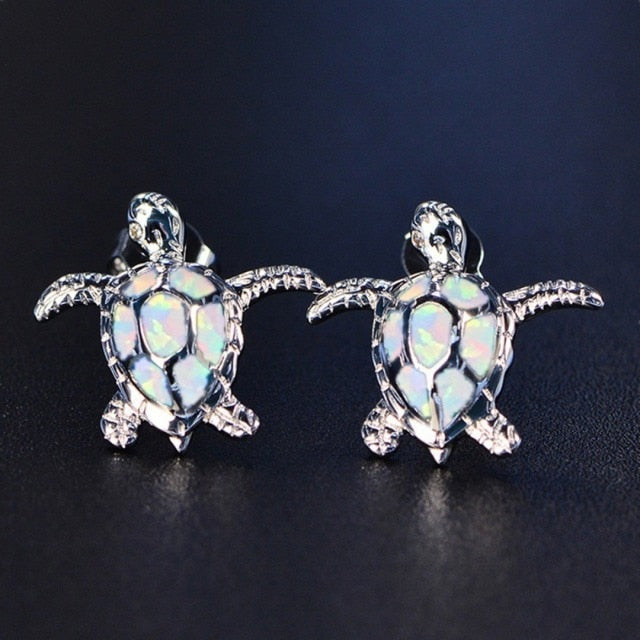 White Sea Turtle Earring