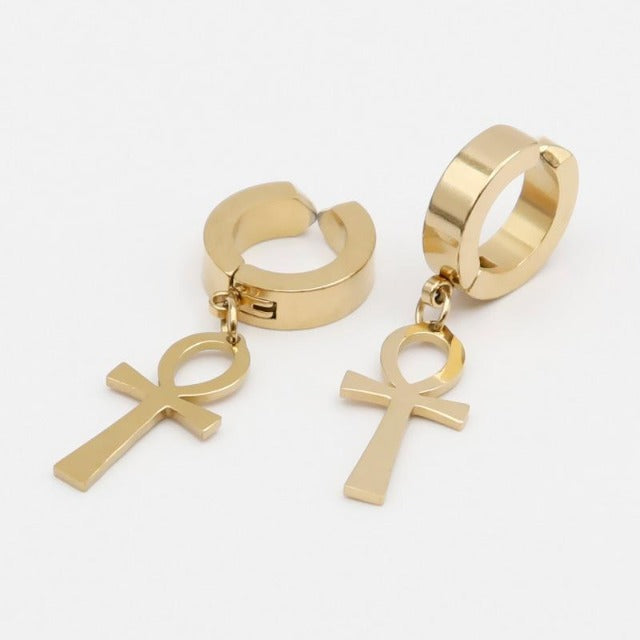 Gold Ankh Earrings