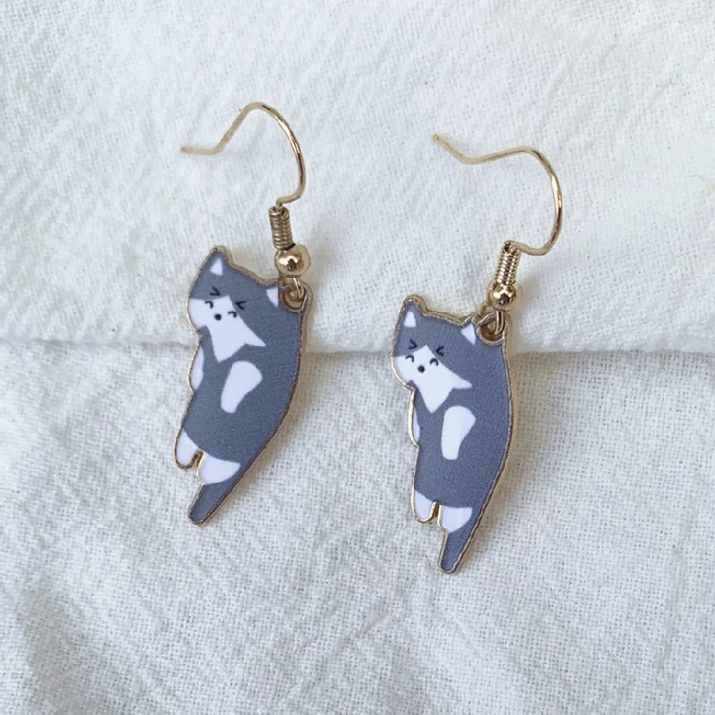 Cute Cat Earrings gray