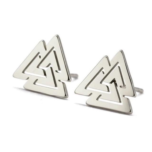 Silver-Tone Viking Earrings for Men