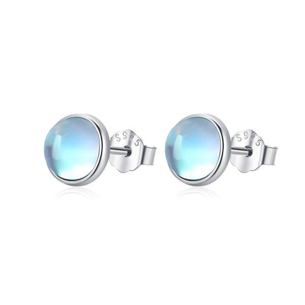 Women's Silver Moonstone Stud Earrings