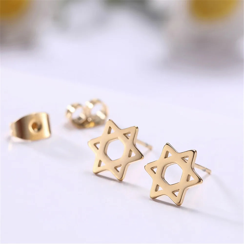 Star of David earrings, symbolic Jewish gold