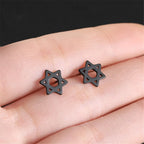 Star of David earrings, symbolic Jewish black
