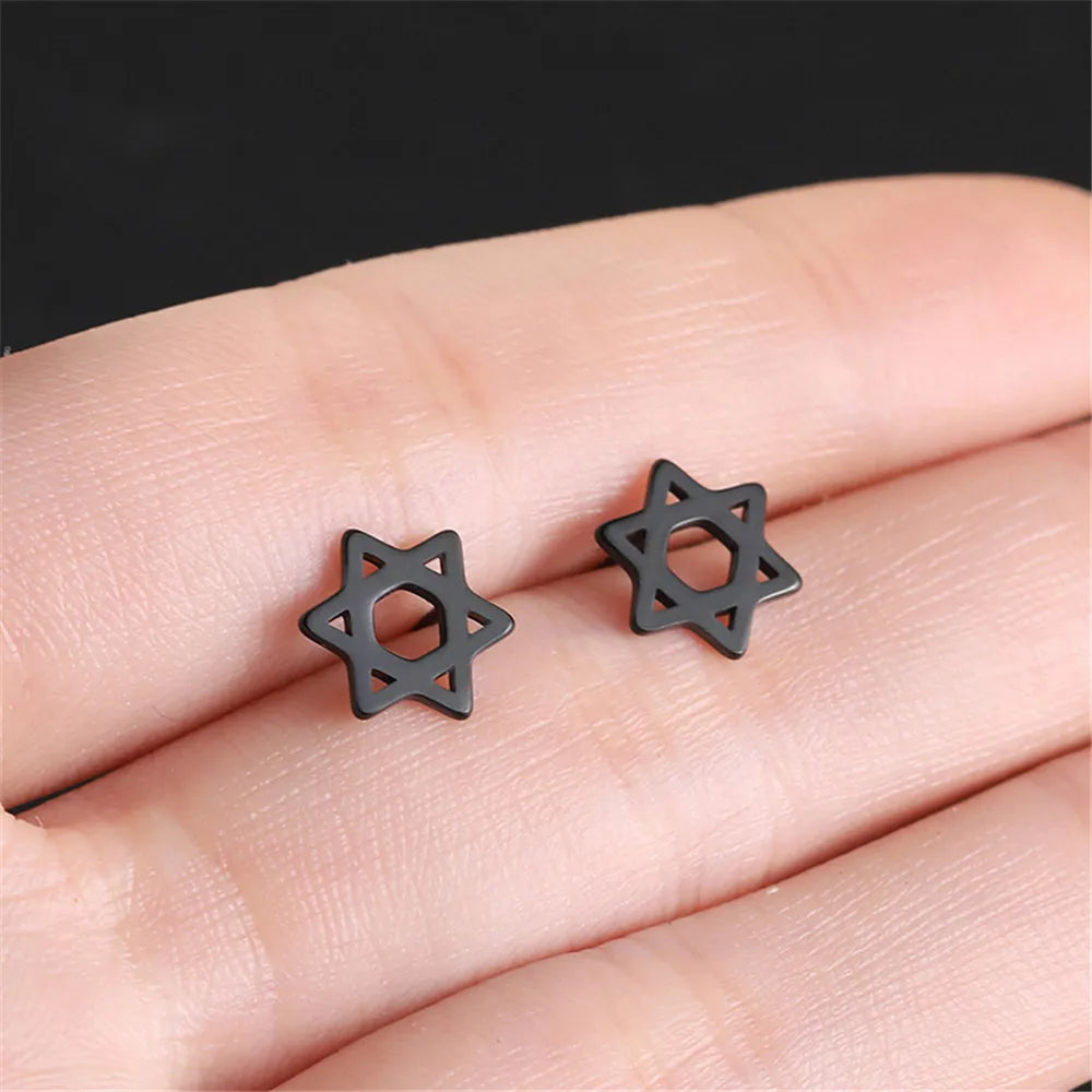 Star of David earrings, symbolic Jewish black