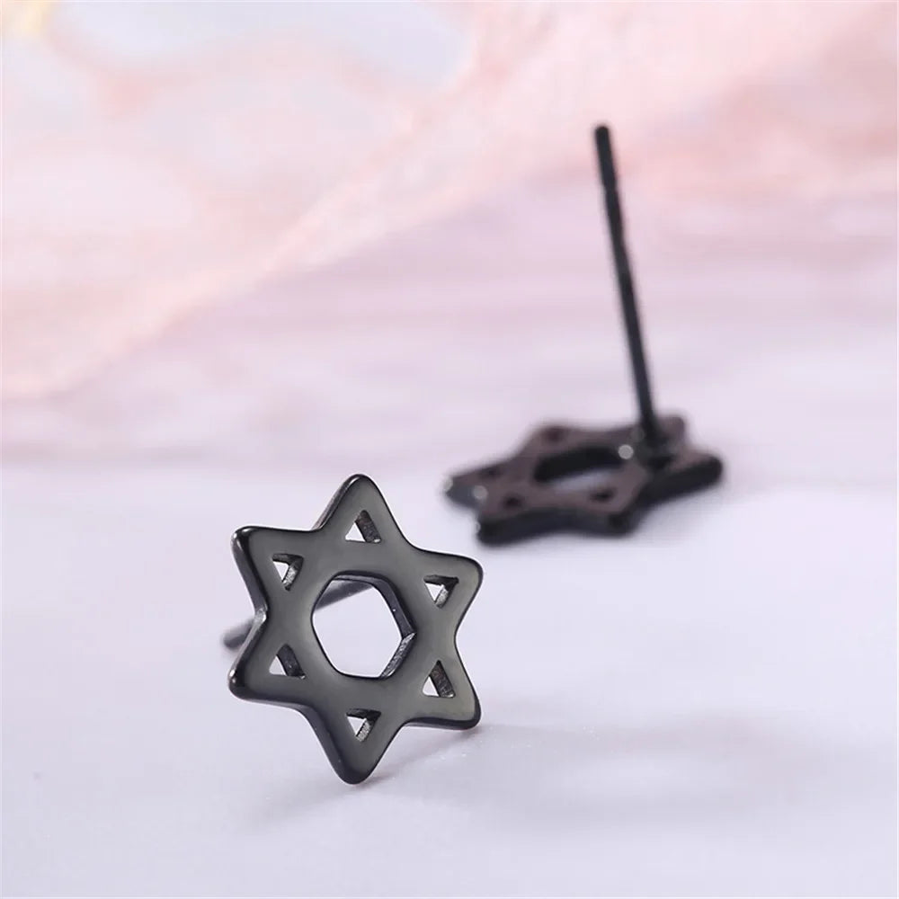 Star of David earrings, symbolic Jewish black