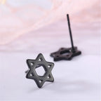 Star of David earrings, symbolic Jewish black