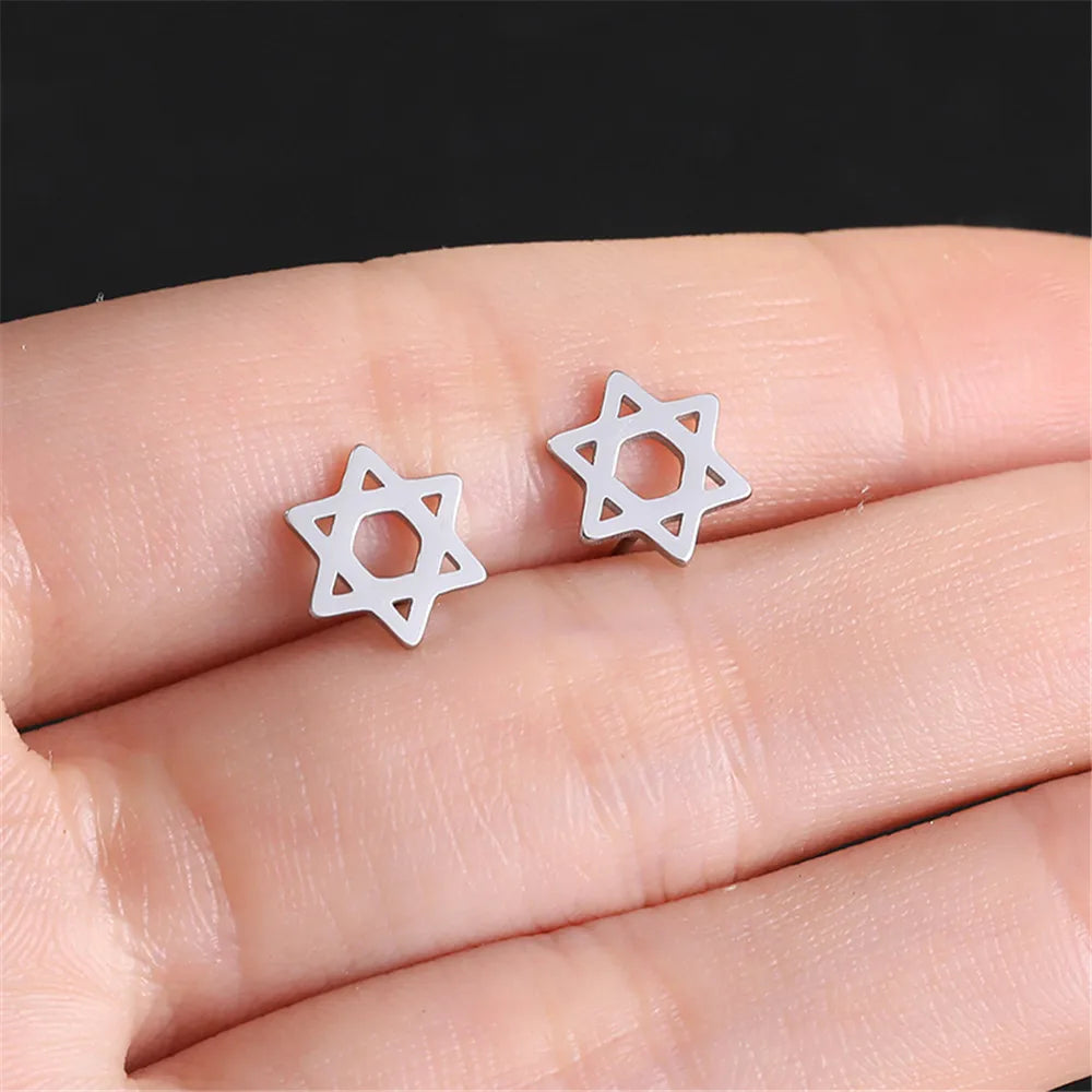 Star of David earrings, symbolic Jewish silver