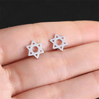 Star of David earrings, symbolic Jewish silver
