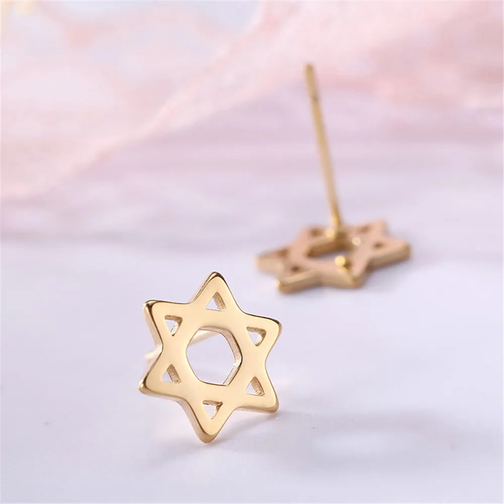 Star of David earrings, symbolic Jewish gold