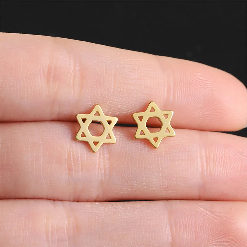 Star of David earrings, symbolic Jewish gold