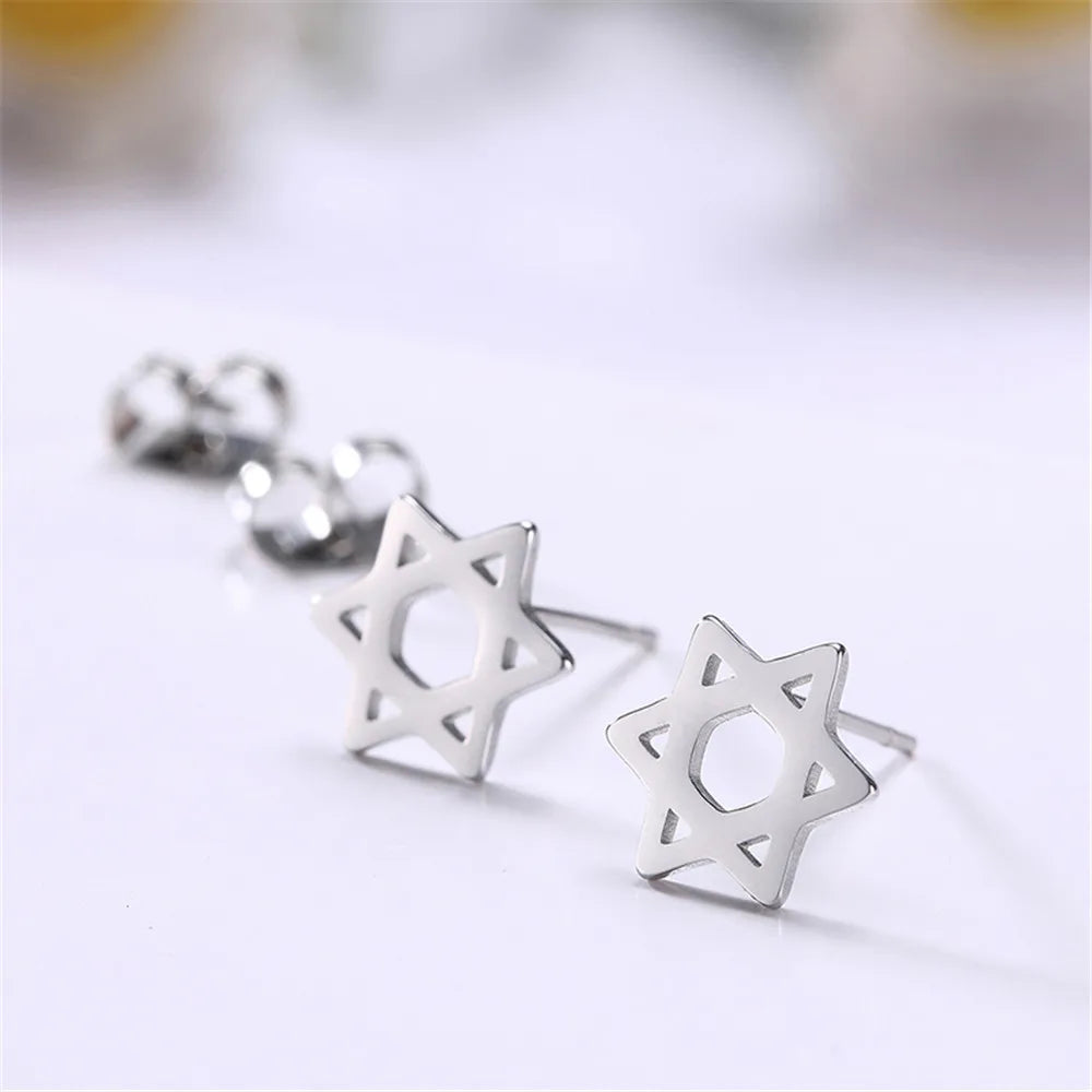 Star of David earrings, symbolic Jewish silver