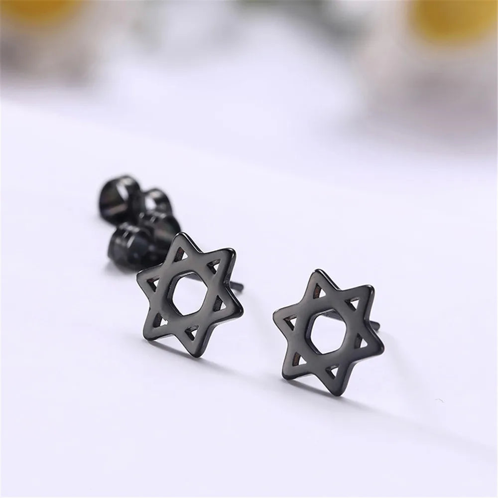 Star of David earrings, symbolic Jewish black