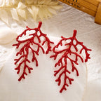 Red coral branch earrings