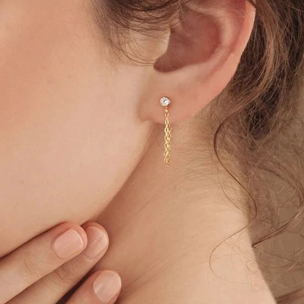 Chain Earrings with April Birthstone