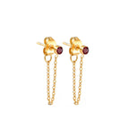 Chain Earrings with January Birthstone