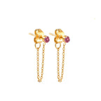 Chain Earrings with July Birthstone