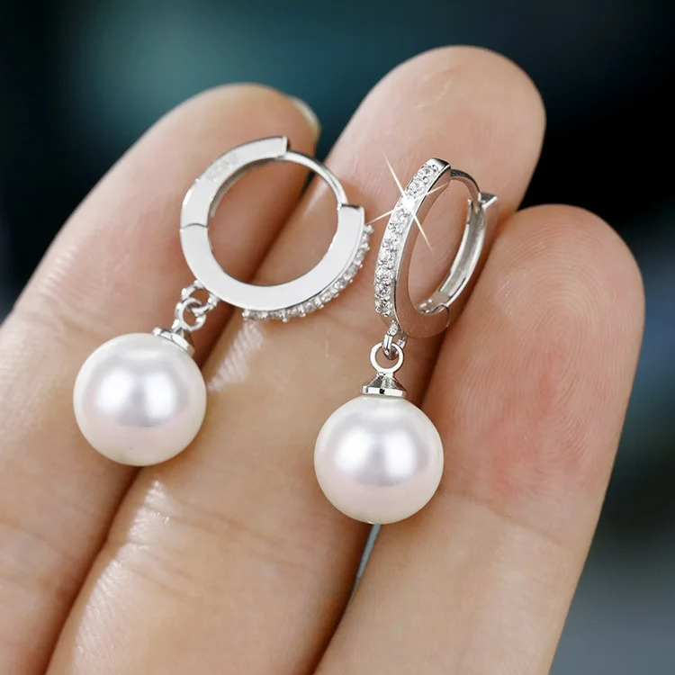 Classic Earrings with Pearl and Zircon