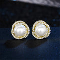 Stud Earrings with Pearls and Rhinestones gold