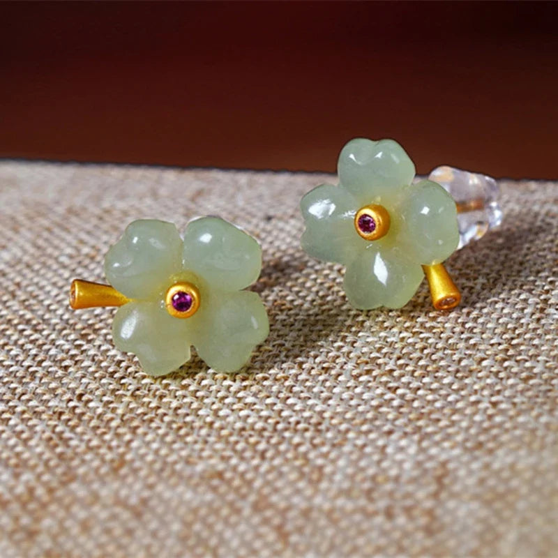 Stud Earrings with Four-Leaf Clover