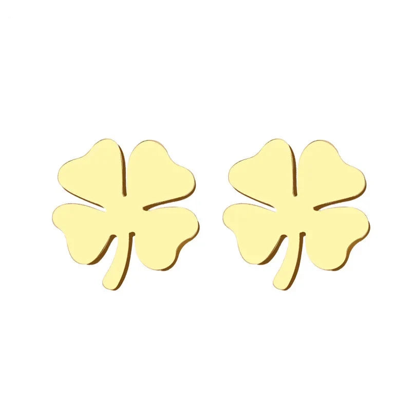 Lucky Four-Leaf Clover Stud Earrings gold