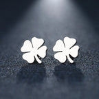 Lucky Four-Leaf Clover Stud Earrings silver