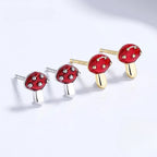 Gold Mushroom Stud Earrings