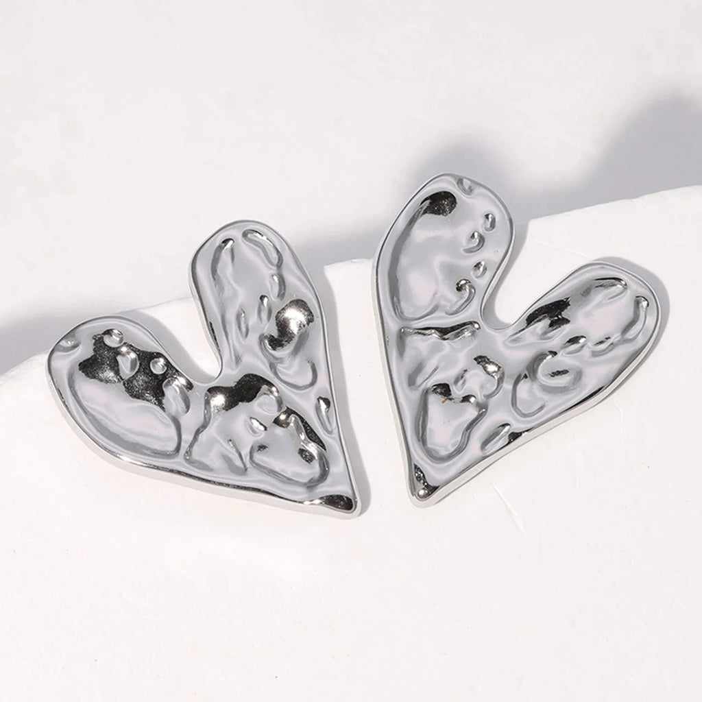Heart Stud Earrings in Silver