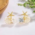 Shell and Pearl Stud Earrings