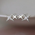 Double Star and Zircon Stud Earrings silver