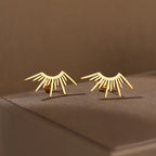 Sun Half-Circle Stud Earrings gold