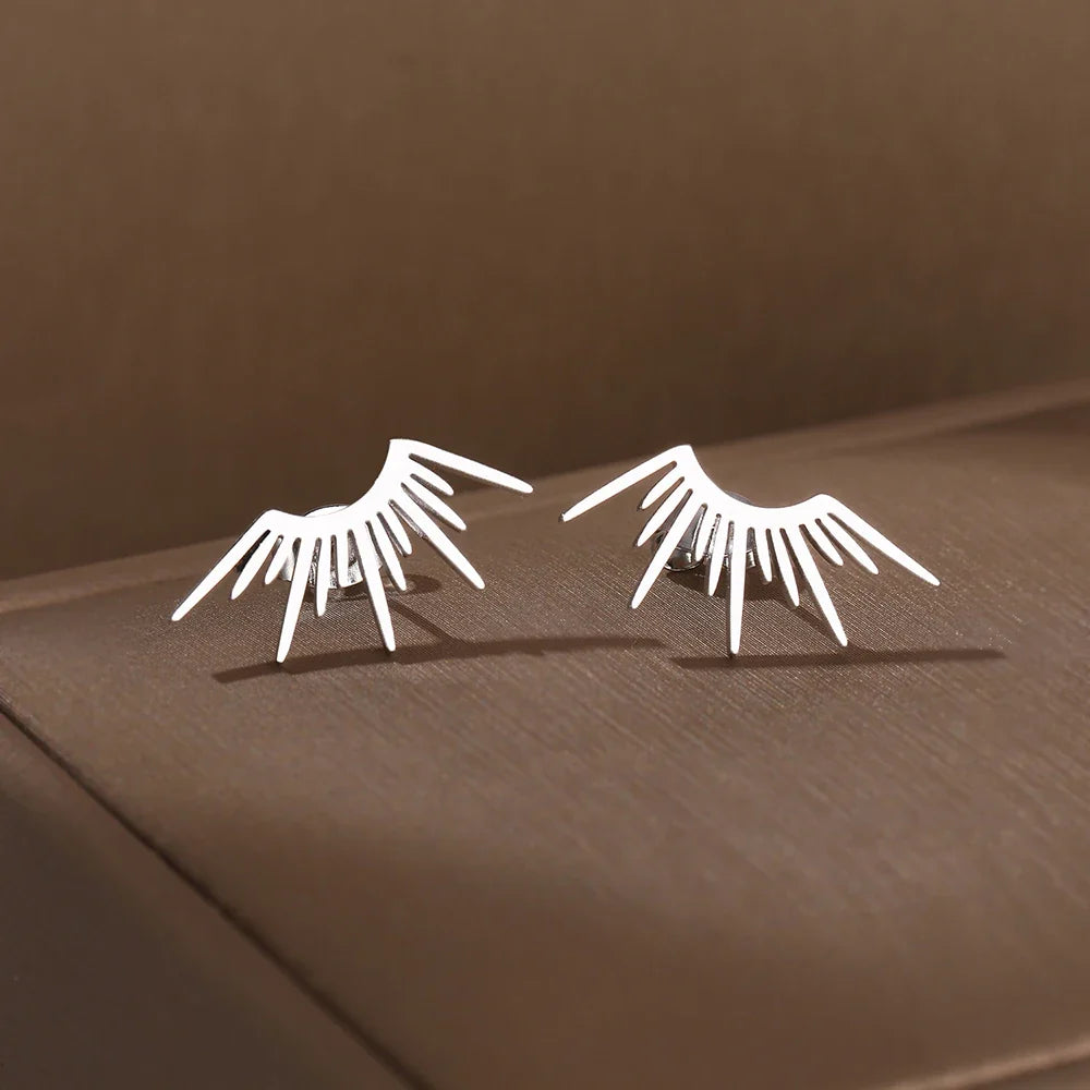 Sun Half-Circle Stud Earrings silver