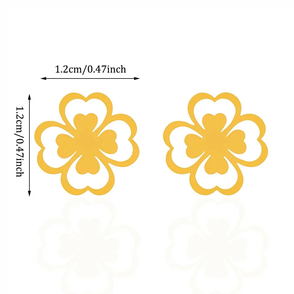 Four-Leaf Clover Leaf Stud Earrings