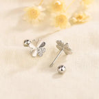 Four-Leaf Clover Stud Earrings with Zircon