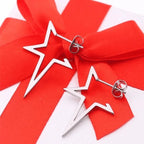 Punk-Style Star Stud Earrings in Silver
