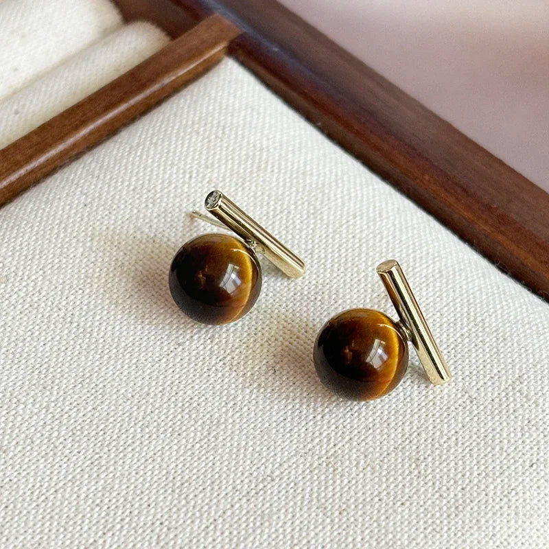 Tiger's Eye Women's Stud Earrings
