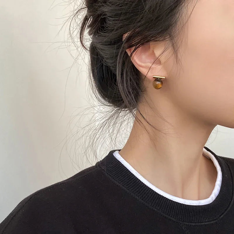 Tiger's Eye Women's Stud Earrings