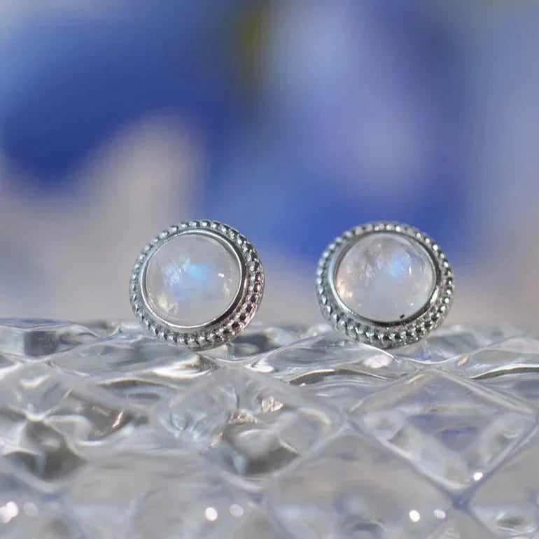Women's Moonstone Stud Earrings