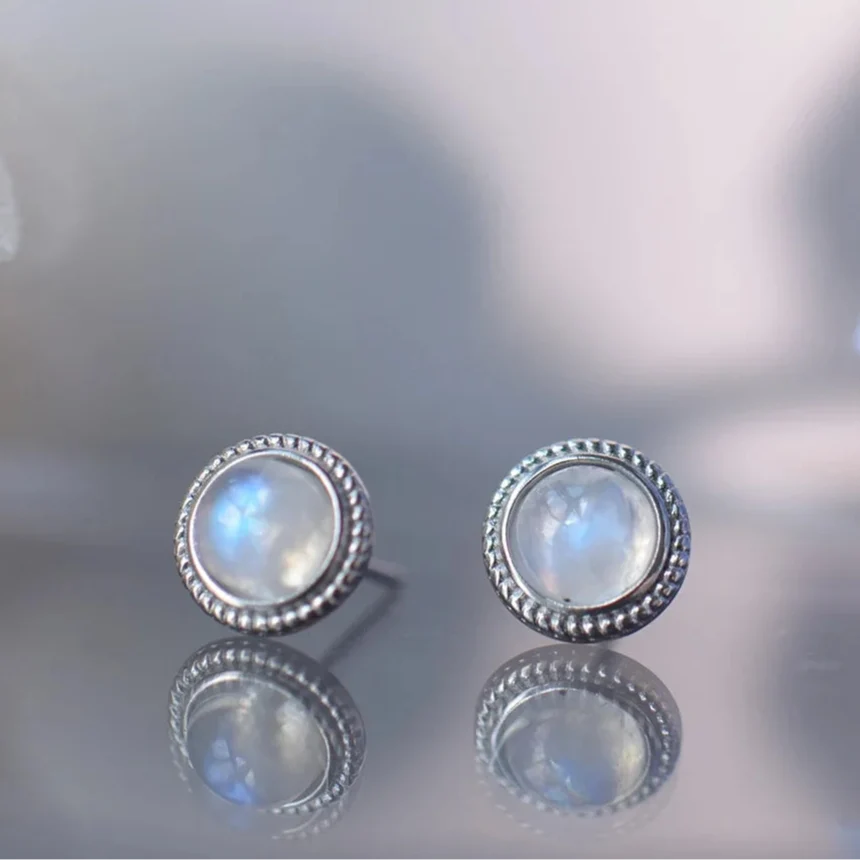 Women's Moonstone Stud Earrings