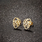 Palm Leaf Stud Earrings, Gold