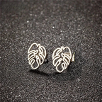 Palm Leaf Stud Earrings, Silver