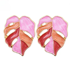 Palm Leaf Stud Earrings Pink