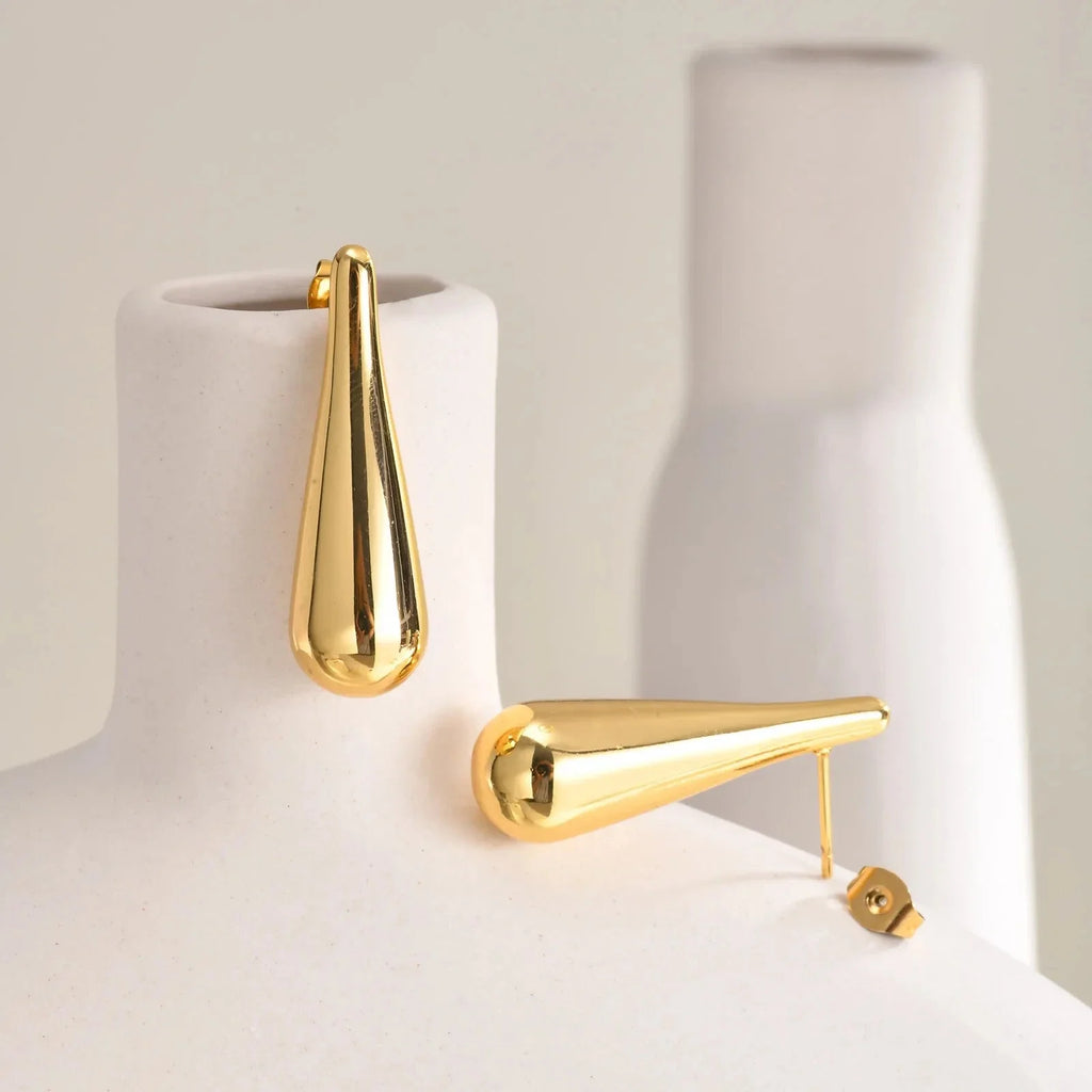 Fine Water Drop Stud Earrings