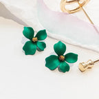 Four-Petal Flower Stud Earrings green