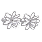 Asymmetrical Flower Stud Earrings silver