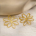 Asymmetrical Flower Stud Earrings gold