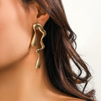 Asymmetrical Water Drop Stud Earrings Gold