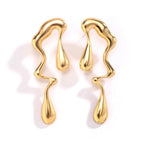 Asymmetrical Water Drop Stud Earrings Gold
