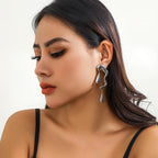 Asymmetrical Water Drop Stud Earrings Silver